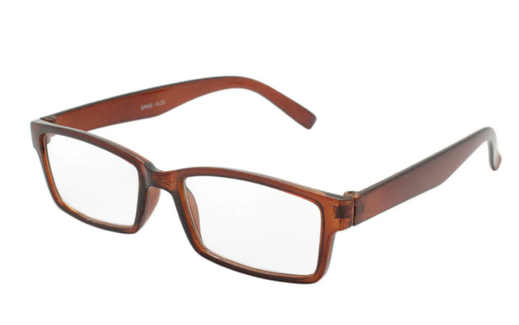 Orange-brun læsebrille i enkelt design