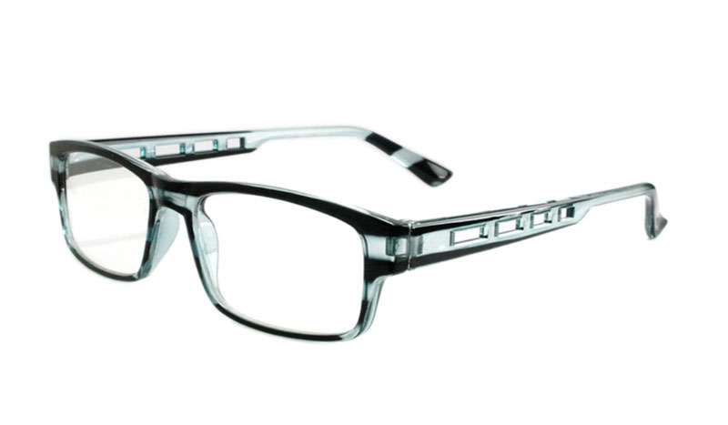 Sort / lysblå-transparent stribet brille med  - Design nr. b133