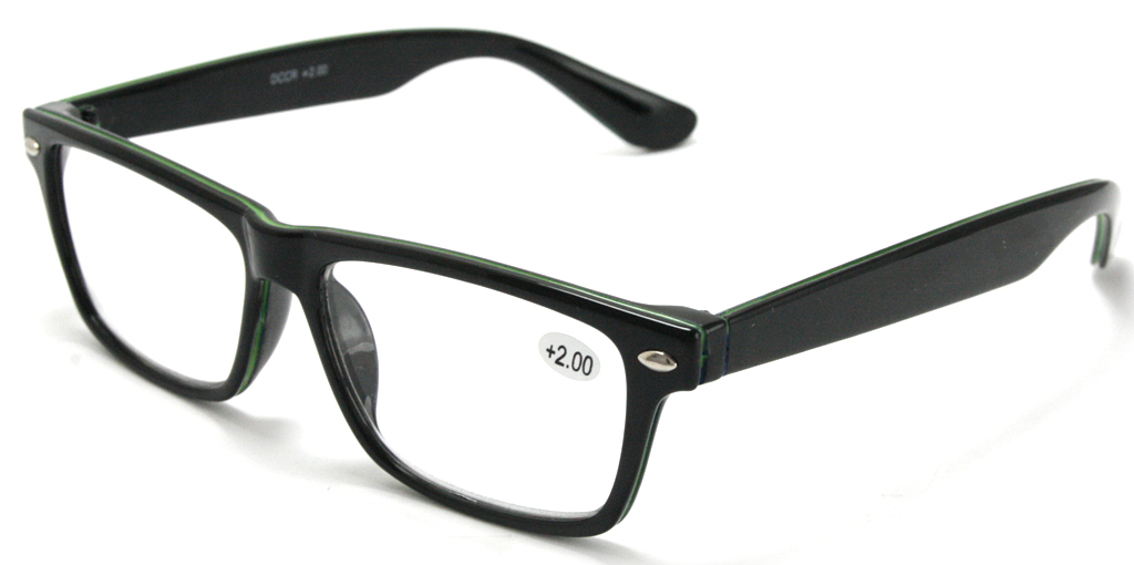 Læsebrille med grøn stribe - Design nr. b17