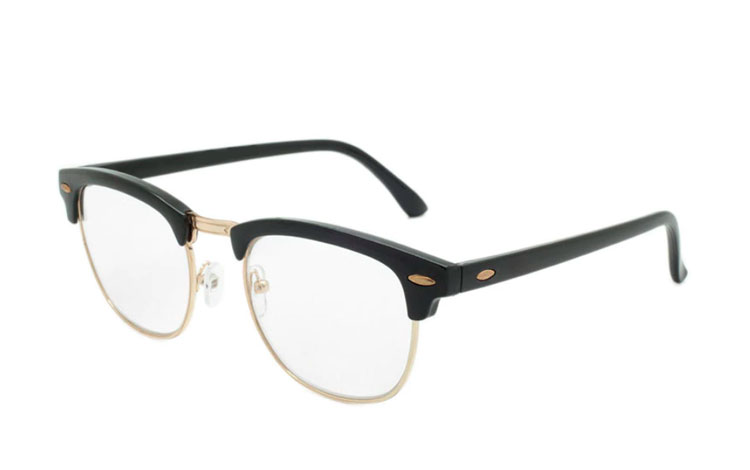 Moderigtig brille i sort clubmaster design - Design nr. b199