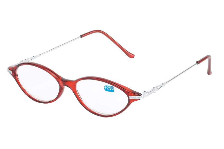 Hverdagsbrille i transparent rødligt ovalt feminint design - Design nr. b224