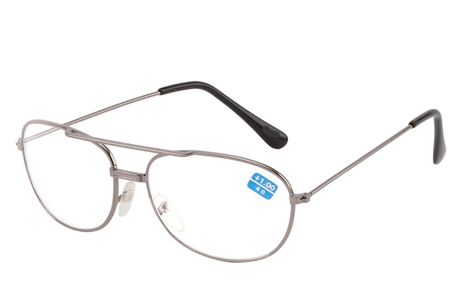 Sølvfarvet metal brille med læsefelt - Design nr. b229