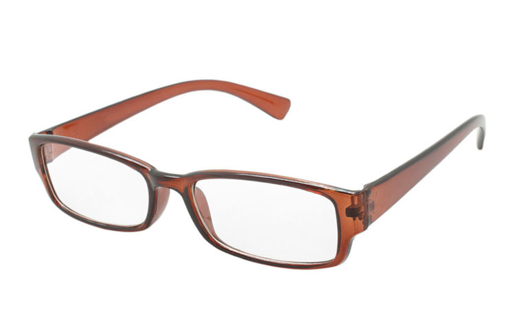 Orangebrun transparent brille med styrke