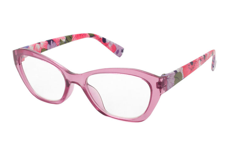 Skøn lilla-lyserød flower power brille - Design nr. b274