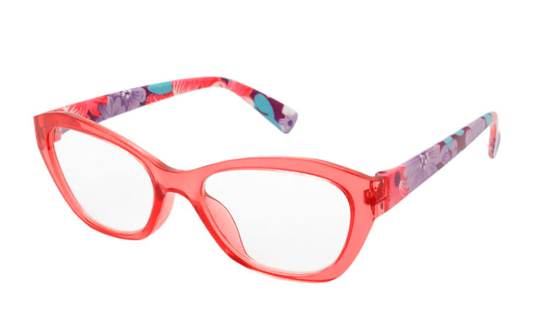 Skøn lyserød / fersken flower power brille - Design nr. b275