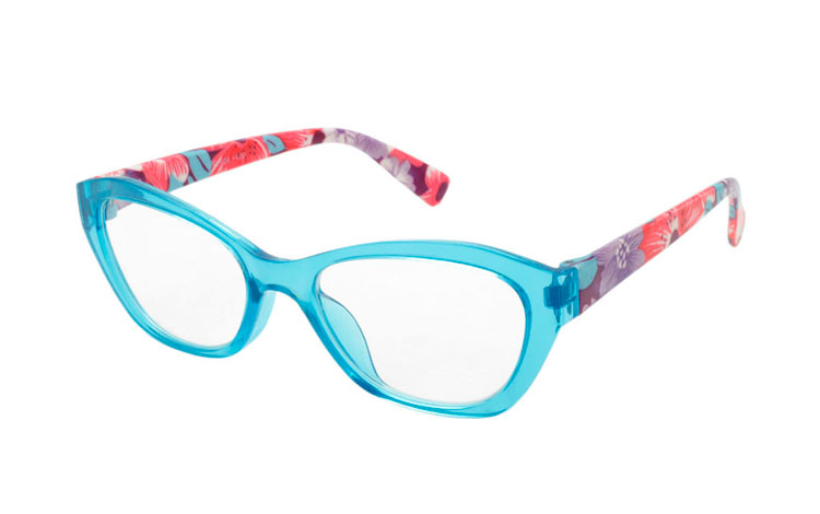 Skøn lyseblå flower power brille - Design nr. b277