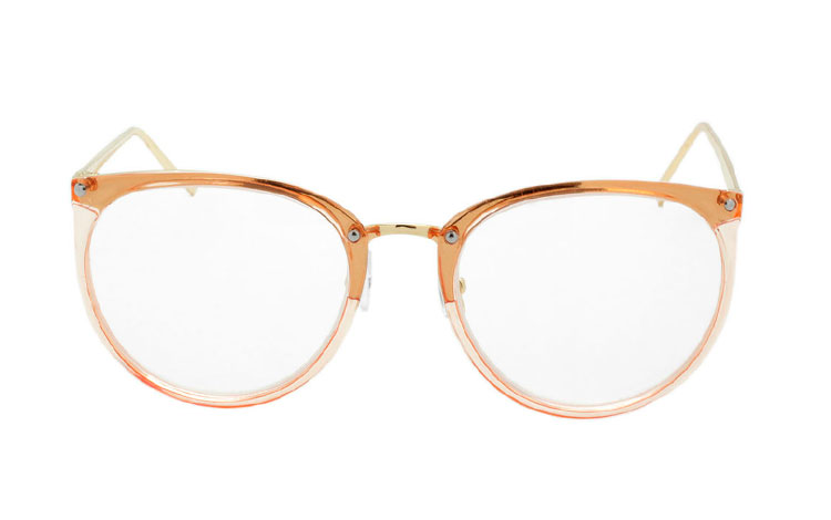 Flot moderigtig brille med transparent fersken front - hverdagsbriller.dk - billede 2