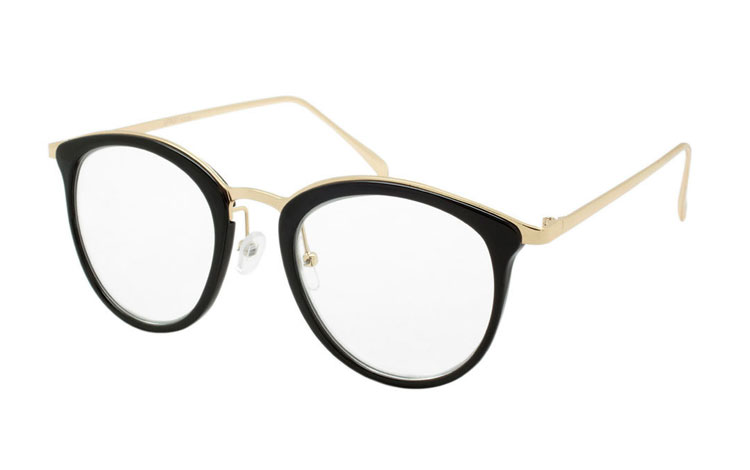 Kvinde brille i stilet sort og guldfarvet stel. - Design nr. b290