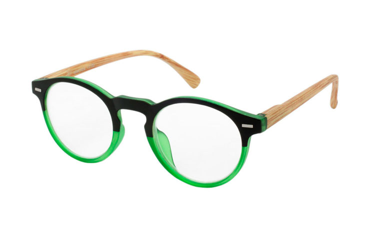 Flot rund grøn/sort brille i eksklusivt design - Design nr. b301