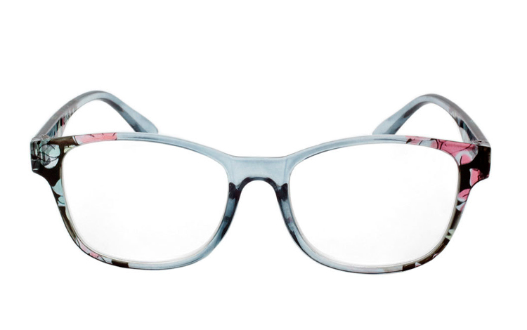 Lys grå transparent brille med blomsterprint - hverdagsbriller.dk - billede 2