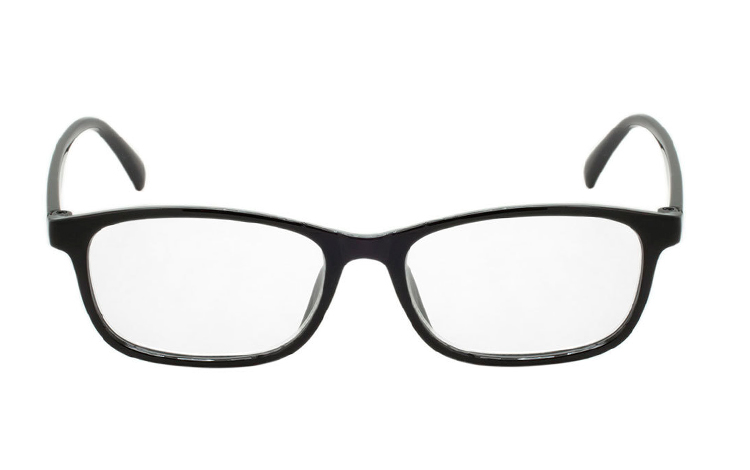 Sort brille i let design med bløde hjørner. - hverdagsbriller.dk - billede 2