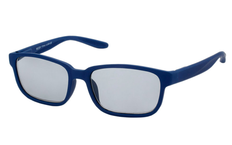 Mat blå solbrille i firkantet design med runde hjørner - Design nr. b356