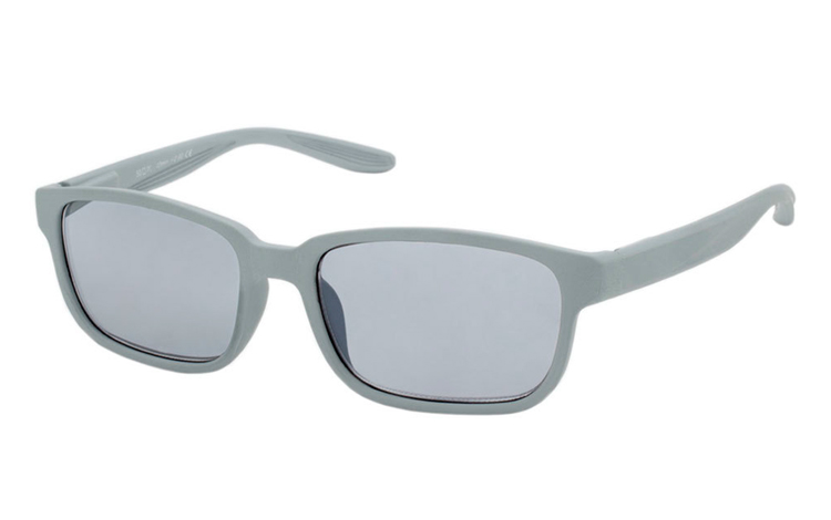 Mat lysgrå solbrille i firkantet design med runde hjørner - Design nr. b358