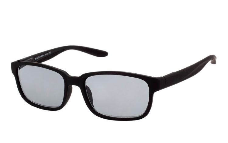 Sort mat solbrille i firkantet design med runde hjørner. - Design nr. b360