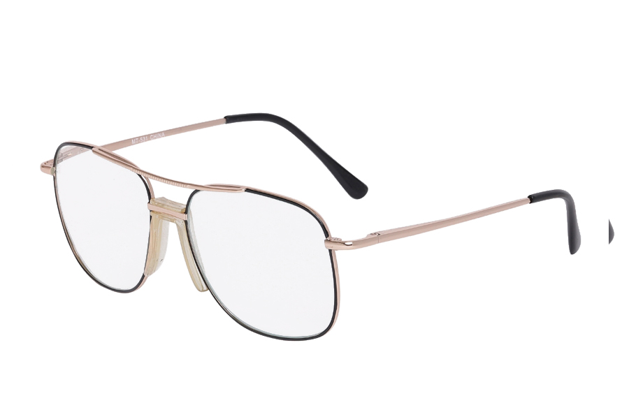 Brille i guldfarvet og sort metal stel - Design nr. b389