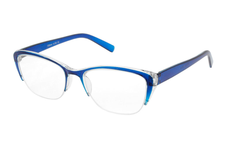 Flot brille i transparent blåt plastik stel - Design nr. b437