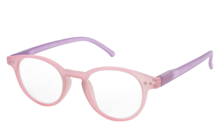 Flot moderigtig rund brille i mat transparent stel - Design nr. b442