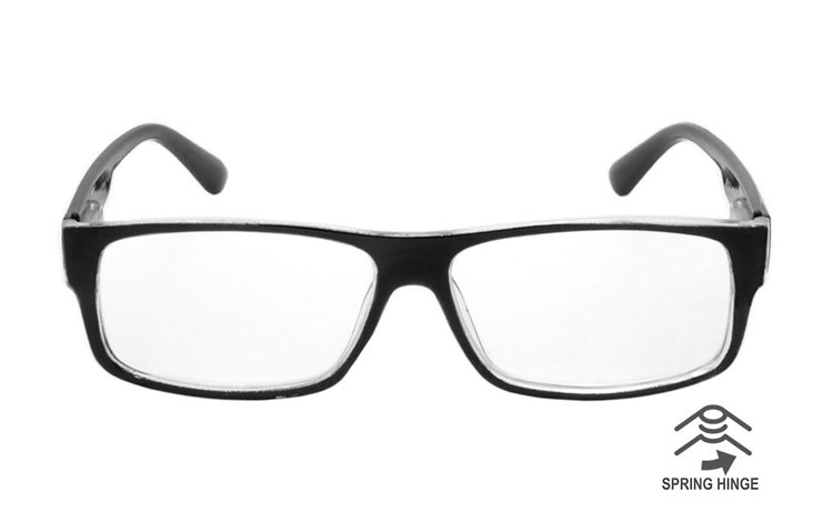 Flot sort brille med transparent bagside - Design nr. b458