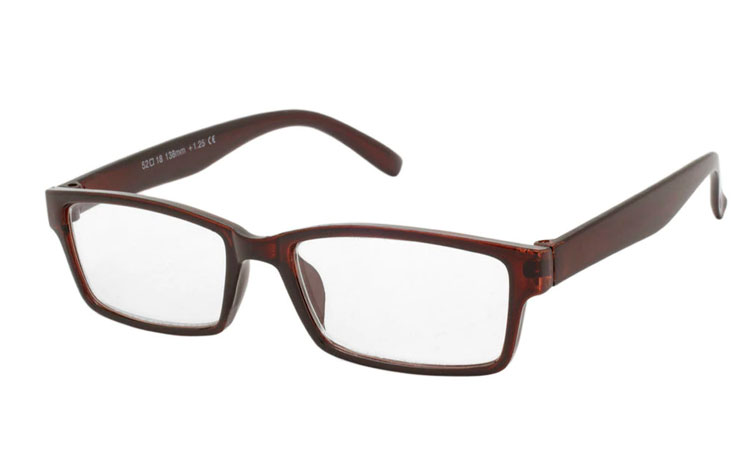 Rødbrun brille i enkelt moderigtigt design