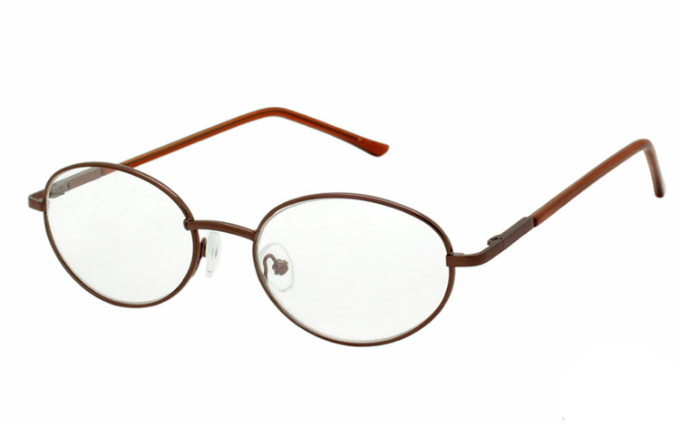 Mørkegrå (GUN) oval metal brille - Design nr. b487