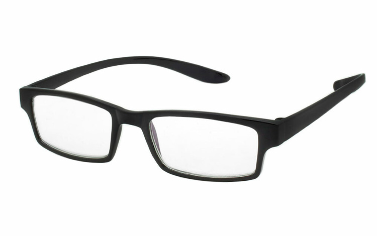 Firkantet sort brille i smalt design