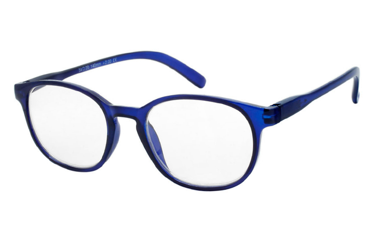 Blå smart brille i transparent stel. - Design nr. b504