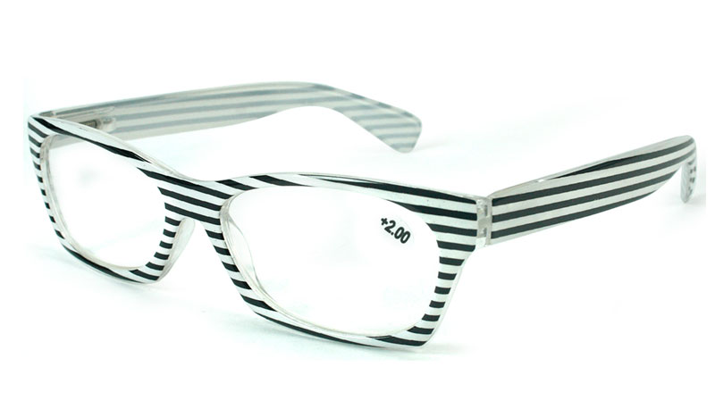 Sort-hvid cat eye brille med styrke