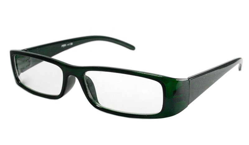 Mørk brille med grønt skær