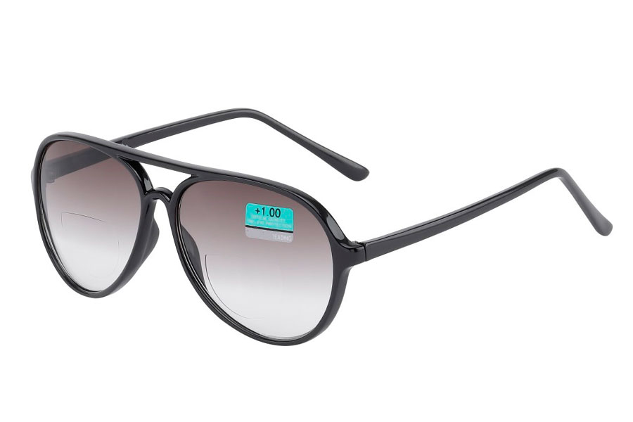 Moderigtig solbrille i sort stel med lÃ¦sefelt 