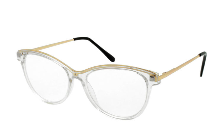 Flot stor feminin brille i let cateye design