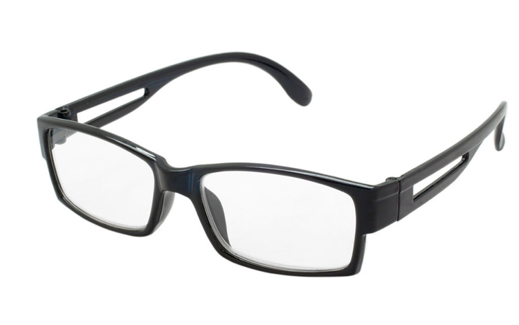 Sort lÃ¦sebrille i enkelt firkantet design