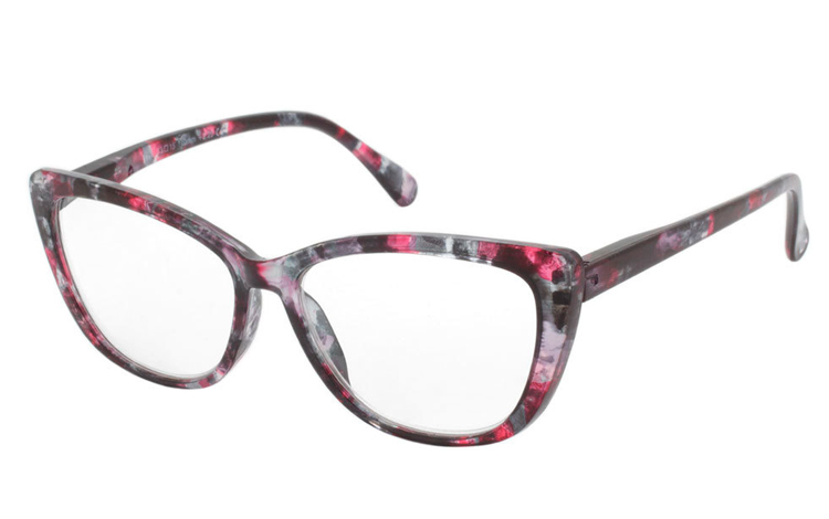 Smuk farverig brille i feminint cateye design