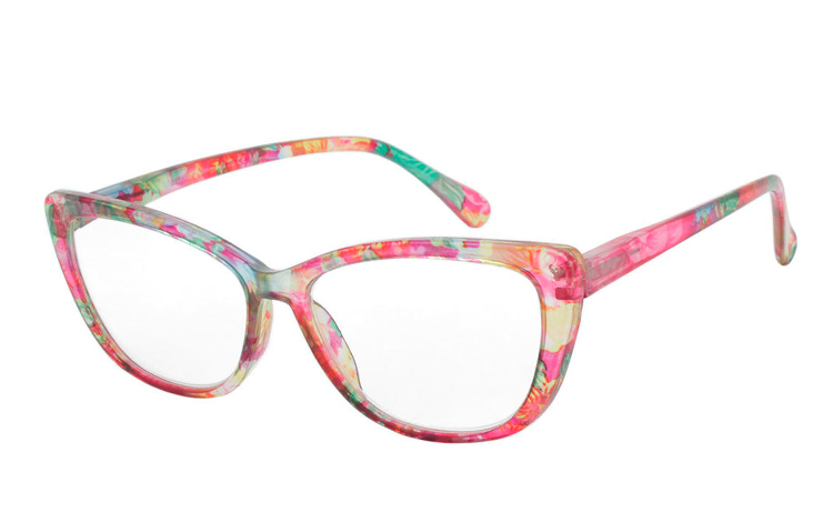 Smuk blomster brille i feminint cateye design