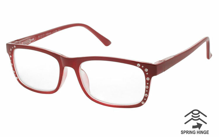 Mørkerød feminin brille med smukke similisten