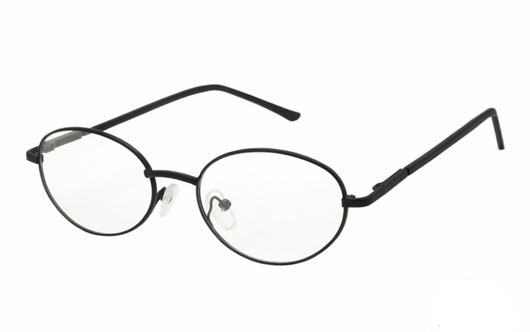 Sort oval metal brille i moderne design