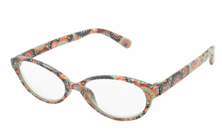 Smuk damebrille i let cateye med spÃ¦ndende mÃ¸nster