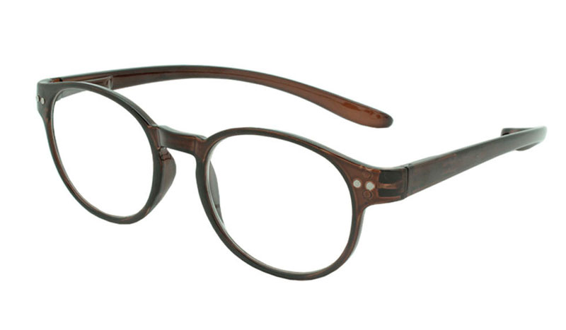 Smart brun rund brille i stilet design.